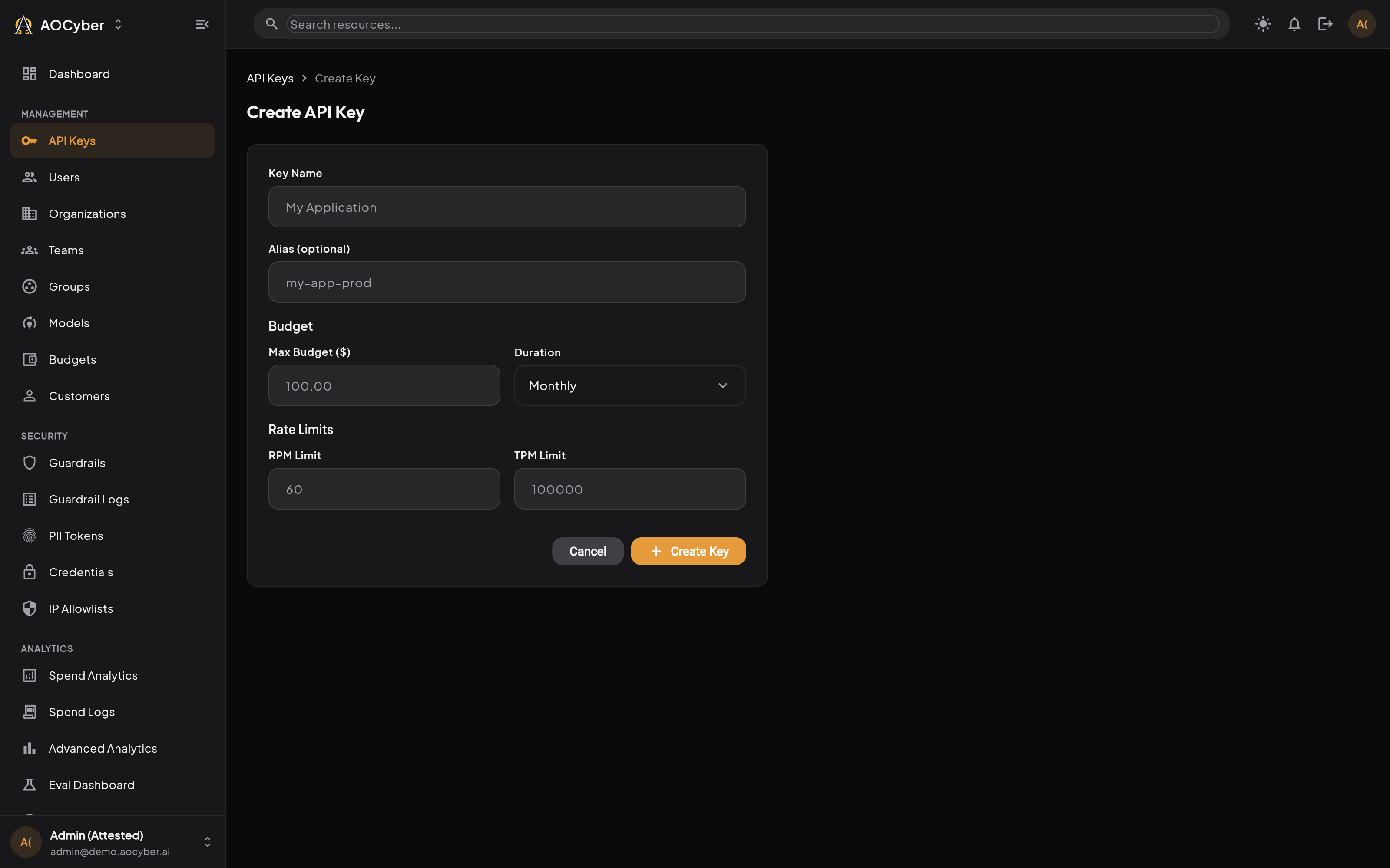 Create API Key
