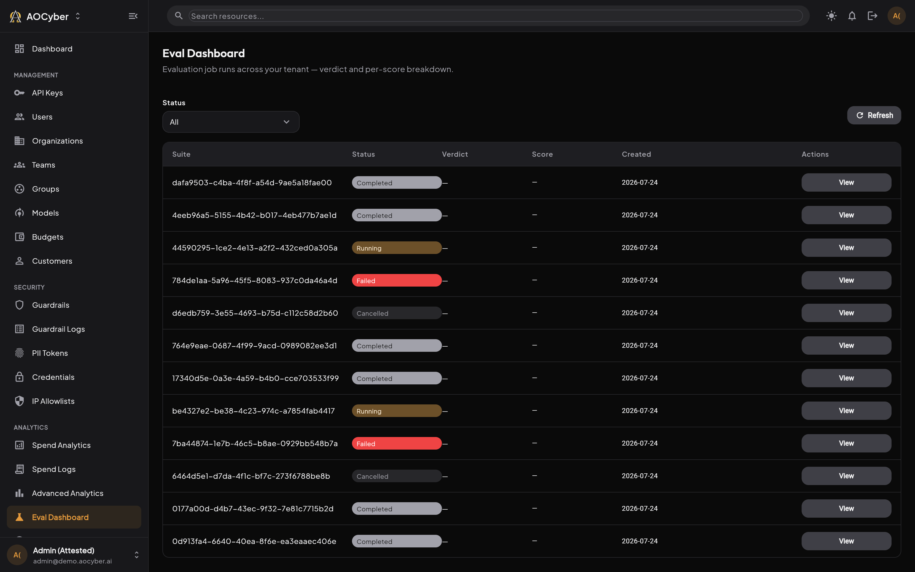 Eval Dashboard