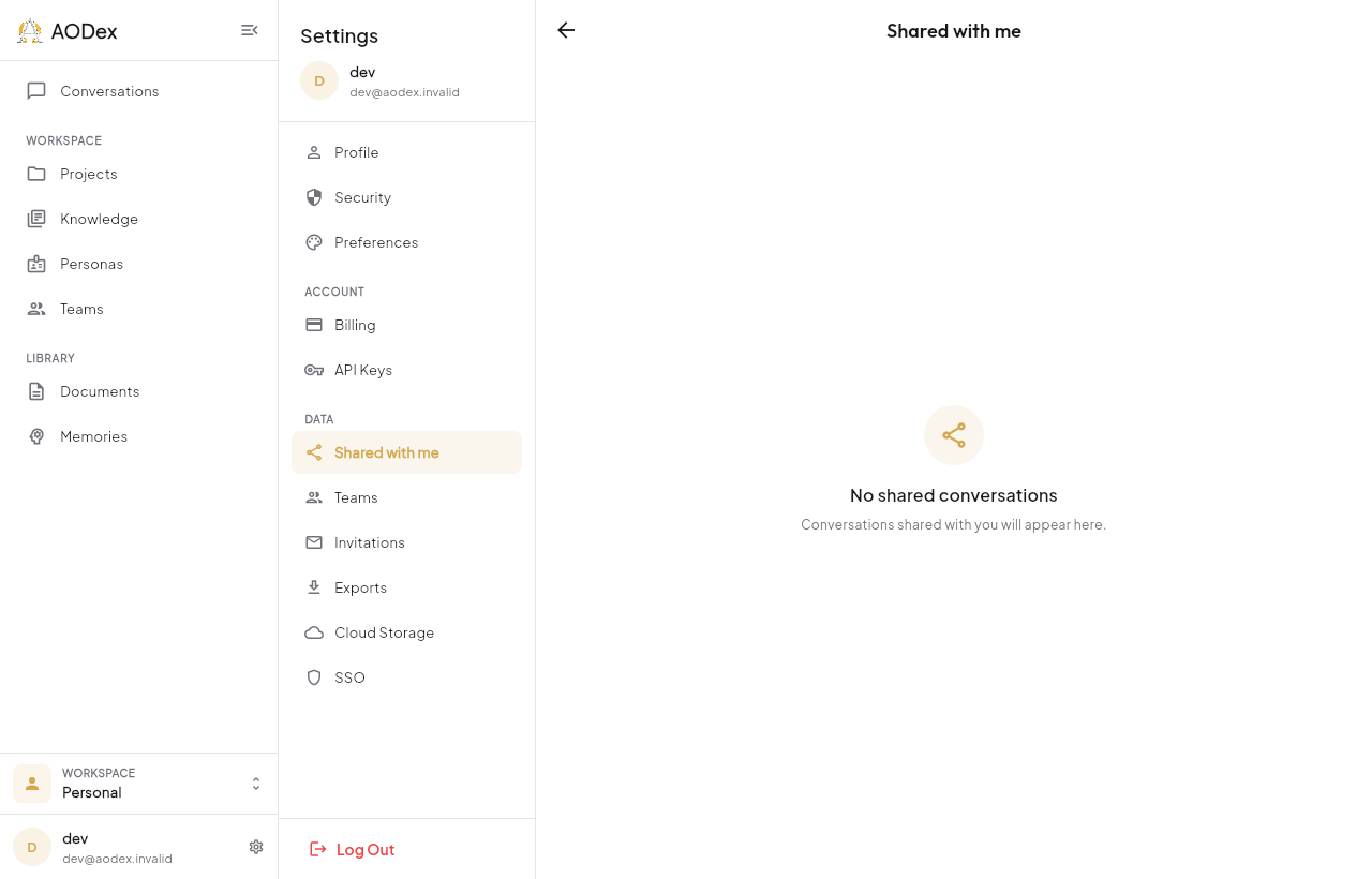The Shared with me screen